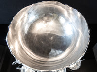 Vintage XL Silver Plate Floral Punch Bowl Set With 9 Cups And Ladle Silver And Silverplate