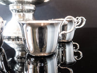 Vintage XL Silver Plate Floral Punch Bowl Set With 9 Cups And Ladle Silver And Silverplate