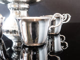 Vintage XL Silver Plate Floral Punch Bowl Set With 9 Cups And Ladle Silver And Silverplate