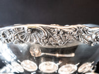 Vintage XL Silver Plate Floral Punch Bowl Set With 9 Cups And Ladle Silver And Silverplate