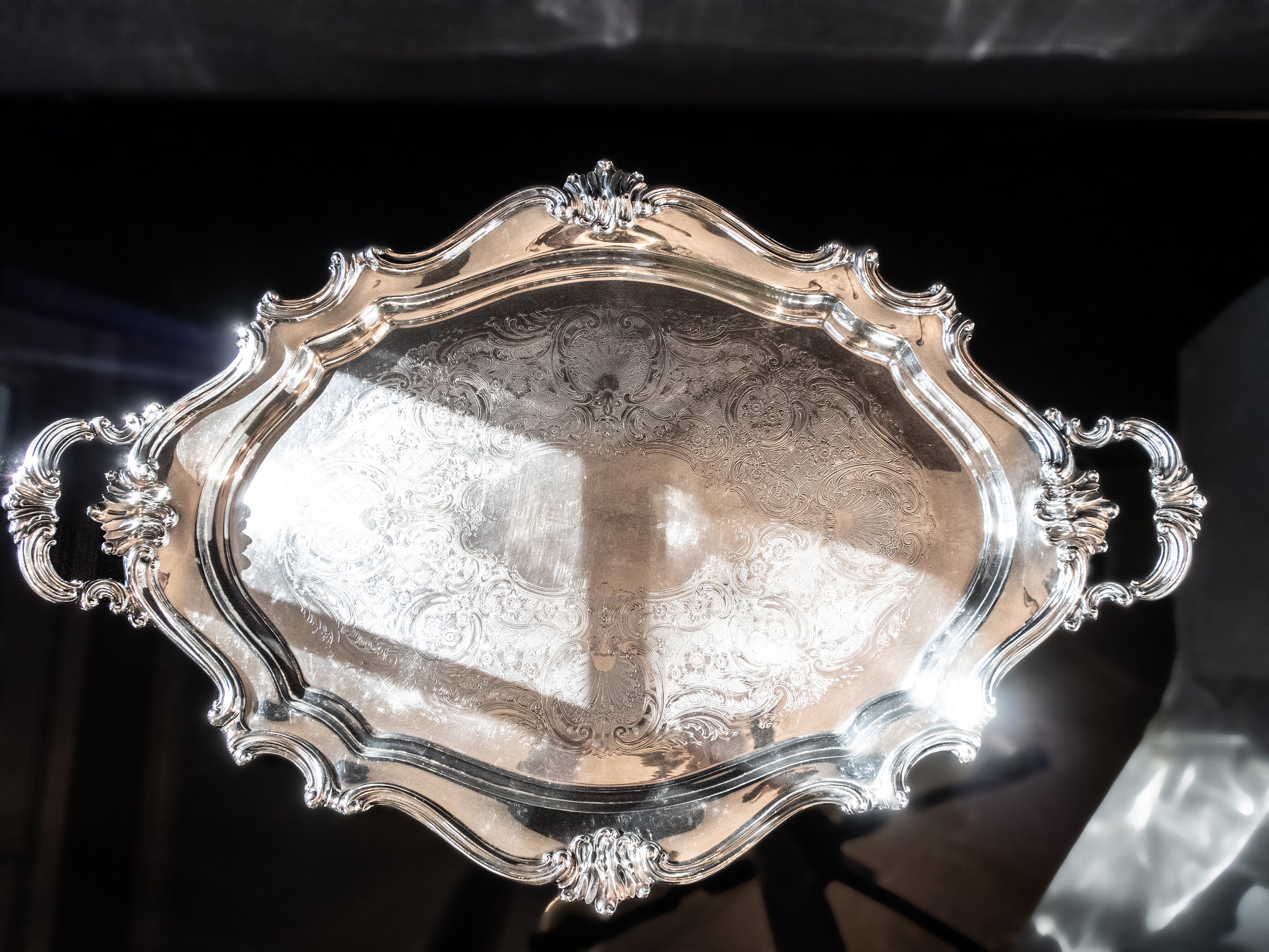 イギリス アンティーク Silver Tray Large Silver Plate Serving Tray Oval Reed And Barton Victorian