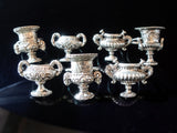Vintage Pewter Napkin Rings Miniature Grecian Urns Chalices Set of 7 Dining And Serving