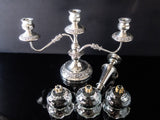 Vintage Silver Plate Convertible Candelabra Candle Holder With Glass Shades Tall Candles And Candelabra