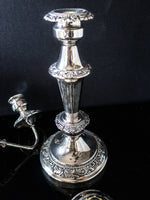 Vintage Silver Plate Convertible Candelabra Candle Holder With Glass Shades Tall Candles And Candelabra