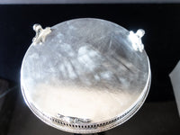 Vintage Round Silver Plate Serving Tray Feet Pierced Rim Gallery Tray Trays