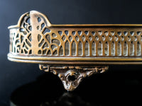Vintage Oval Brass Serving Tray With Handles And Feet