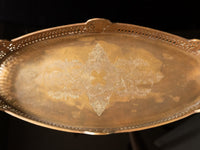 Vintage Oval Brass Serving Tray With Handles And Feet