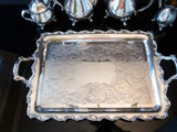 Vintage Silver Plate Tea Set Coffee Service Tray American Rose Webster Wilcox IS