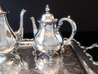 Vintage Silver Plate Tea Set Coffee Service Tray American Rose Webster Wilcox IS