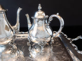 Vintage Silver Plate Tea Set Coffee Service Tray American Rose Webster Wilcox IS