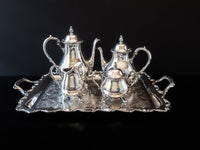 Vintage Silver Plate Tea Set Coffee Service Tray American Rose Webster Wilcox IS
