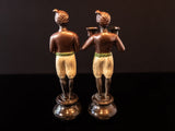 Vintage Bronze Pair Blackamoor Sculpture Statues Candle Holders Moorish Moors Morcic