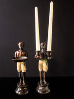 Vintage Bronze Pair Blackamoor Sculpture Statues Candle Holders Moorish Moors Morcic