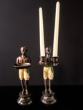 Vintage Bronze Pair Blackamoor Sculpture Statues Candle Holders Moorish Moors Morcic