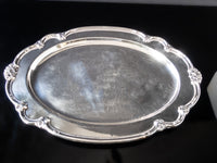 Vintage Ornate Silver Plate Oval Serving Tray Meat Platter Rogers Remembrance Tray