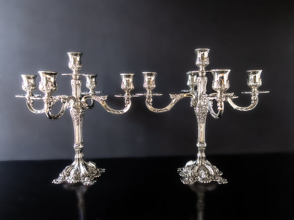 Vintage Silver Plate Candelabra Pair Candle Holders Rococo Centerpieces