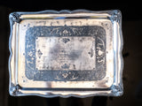 Antique Silver Plate Serving Tray Figural Faces 1872 Hibernian Society Portrait Medallion