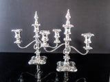 Antique Silver Plate Candelabra Pair Candle Holders With Bobeches And Snuffers Baroque 1890s