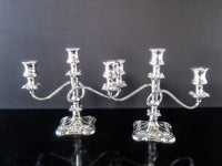 Antique Silver Plate Candelabra Pair Candle Holders With Bobeches And Snuffers Baroque 1890s