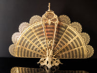 Antique Bronze Fireplace Screen Peacock Fan Louis XV Style