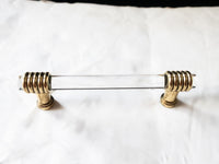 Vintage Lucite and Brass Cabinet Drawer Pulls Handles Set Of 16