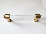 Vintage Lucite and Brass Cabinet Drawer Pulls Handles Set Of 16