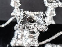 Antique Silver Plate Candelabra Pair Candle Holders With Bobeches And Snuffers Baroque 1890s