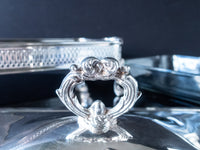 Silver Plate Covered Dish With Glass Casserole Serving Buffet Dish 2.0 Quart