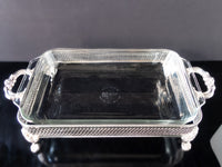 Silver Plate Covered Dish With Glass Casserole Serving Buffet Dish 2.0 Quart