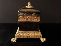 Vintage Large Lidded Porcelain And Bronze Box With Lion Feet