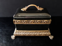 Vintage Large Lidded Porcelain And Bronze Box With Lion Feet