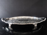 Vintage Silver Plate Chippendale Tray Butler Tray Oval Serving Tray