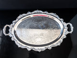 Vintage Silver Plate Oval Serving Tray Old English By Poole