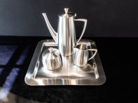 Vintage Stainless Tea Set With Tray Astrid 4 Piece Set IOB