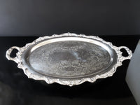 Vintage Silver Plate Oval Serving Tray Old English By Poole