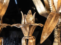 Vintage Pair Italian Gilt Sconces Candle Holders Tole Wheat Stalk