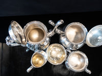 Vintage Silver Plate Du Barry Tea Set Coffee Service Set 5 Piece Set Wilcox IS