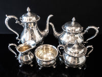 Vintage Silver Plate Du Barry Tea Set Coffee Service Set 5 Piece Set Wilcox IS
