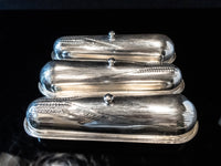Antique Silver Plate Corn Cob Trays Butter Boats Set Of 3