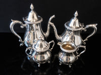 Vintage Silver Plate Coffee Tea Service Set Wallace 601F Coffee Tea Sugar Creamer