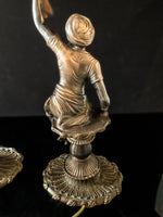 Vintage Bronze Pair Blackamoor Lamps Sculpture Statues Moorish Moors Nubian Lamps
