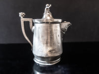 Antique Silver Plate Ice Water Pitcher Insulated Figural Cherub Woman Masthead