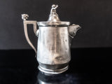 Antique Silver Plate Ice Water Pitcher Insulated Figural Cherub Woman Masthead