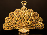 Vintage Brass Fireplace Screen Fan Folding Screen Cameo