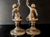 Vintage Bronze Pair Blackamoor Lamps Sculpture Statues Moorish Moors Nubian Lamps
