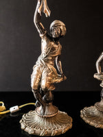Vintage Bronze Pair Blackamoor Lamps Sculpture Statues Moorish Moors Nubian Lamps