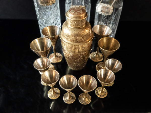 Antique Brass and Glass Cocktail Shaker