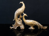 Syroco Gold Peacock Pair Statues MCM Hollywood Regency