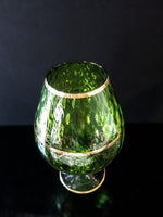 Giant Vintage Italian Green and Gold Murano Crystal Punch Bowl Brandy Snifter