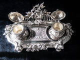 Vintage Silverplate Castilian Imports Double Inkwell
